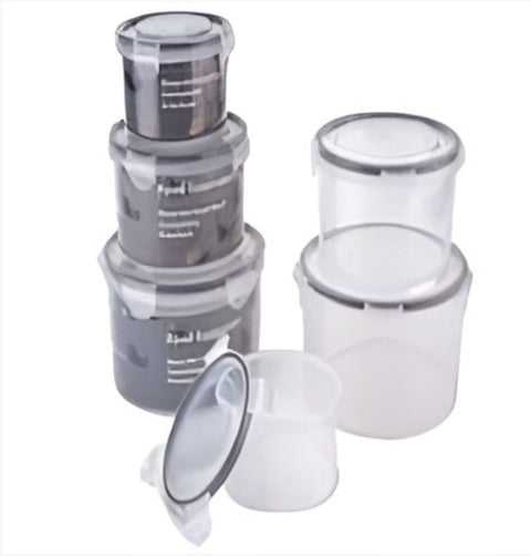 3 Piece Round Storage Box Set: Stackable Plastic Containers with Lids OM390