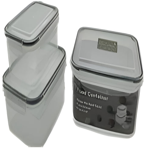 3 Piece Plastic Rectangle Container Set: Versatile Food Storage with Secure Lids OM392