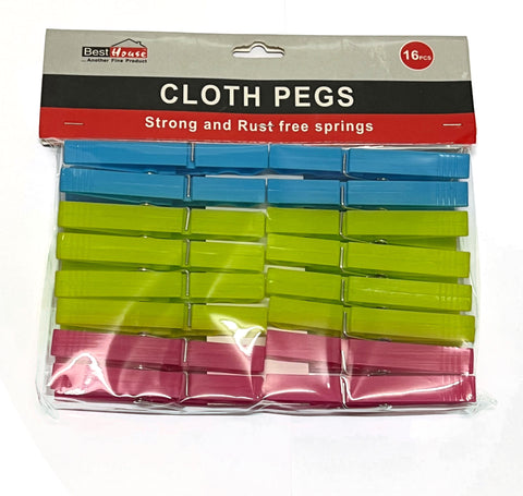 Pack of 16 Plastic Clothes Pegs: Securely Hang Your Laundry with Ease (36) BB474 Origin manufacturing