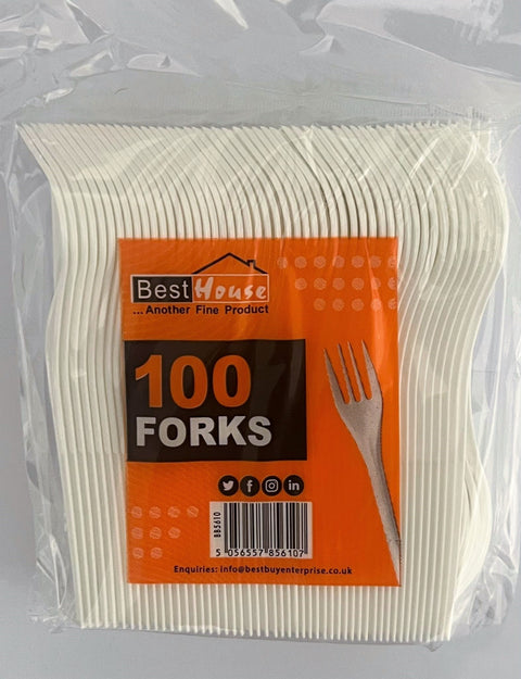 100 Piece disposable White Forks: Essential Dining Utensils for Any Occasion (30) BB5610 Origin manufacturing