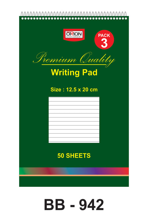 Premium Writing Pad 12.5 x 20cm, 3-Pack: Elevate Your Note-Taking Experience (48) BB942 Origin manufacturing