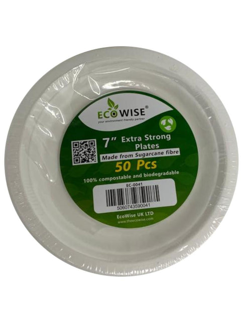 Bagasse 7" Plates Pack of 50: Eco-Friendly Dining Solution (20) EC0041 Origin manufacturing