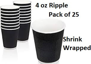 4oz Ripple Cup Black Pack of 25: Premium Insulated Disposable Cups (40) EC0980 Origin manufacturing