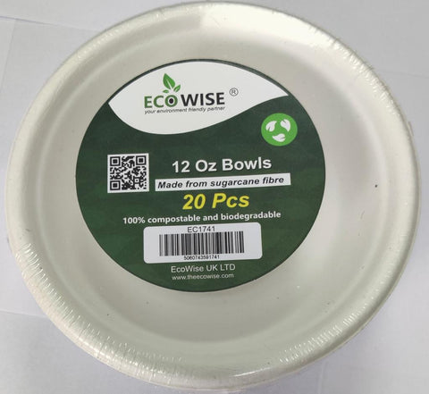 Bagasse 12oz Bowl Pack of 20: Eco-Friendly Serving Solution (48) EC1741 Origin manufacturing
