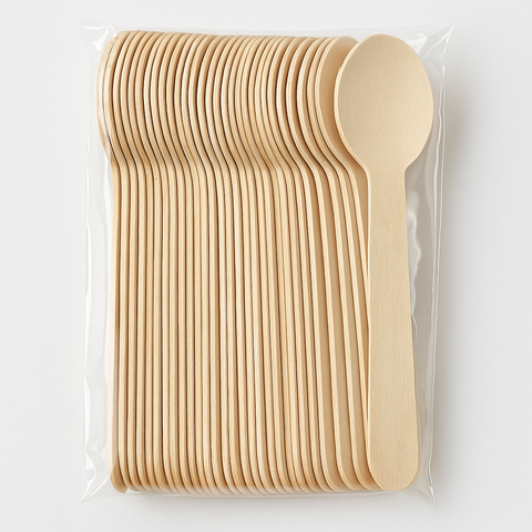 100-Pack Wooden disposable  Spoons: Eco-Friendly Utensils OM273