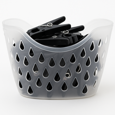 24 Clothes Pegs with Basket: Convenient Peg Set for Easy Laundry Drying OM294