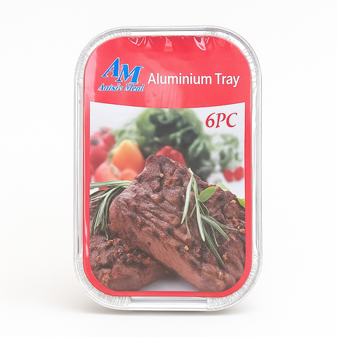 Aluminium Tray 6-Pack with Lids (20 x 10.5cm): Disposable Foil Containers for Baking & Storage OM322