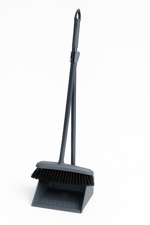 Grey Dustpan and Brush Set: Compact Cleaning Tool for Everyday Use OM335