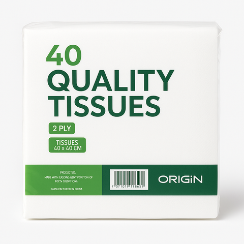 2-Ply Tissues 40 x 40cm (Pack of 40): Soft and Absorbent for Various Uses OM366