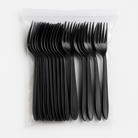 100 Pack Black Plastic Forks: Disposable Cutlery for Parties, Events & Takeaways OM403