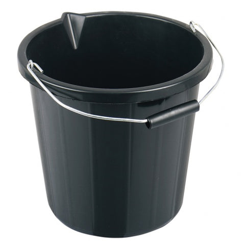 14 Litre Black Plastic Builders Bucket: Robust Construction for Heavy-Duty Tasks (12) CD2616 Origin Manufacturing