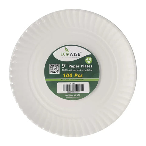 9" Paper Plate 100 Pack: Convenient Disposable Dinnerware (8) EC0027 Origin manufacturing